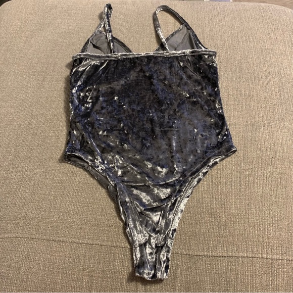 NWOT Velour silver bodysuit - Picture 2 of 2
